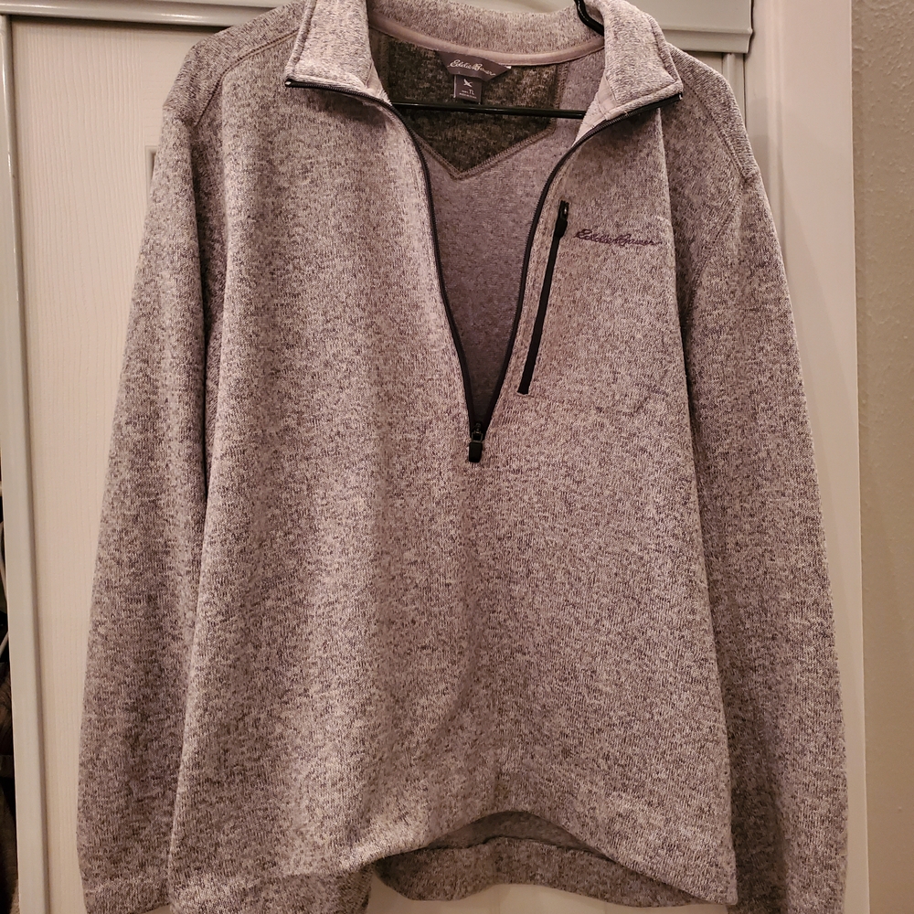 Eddie Bauer Gray Men's Fleece Lined Half Zip Sweater - Picture 6 of 6